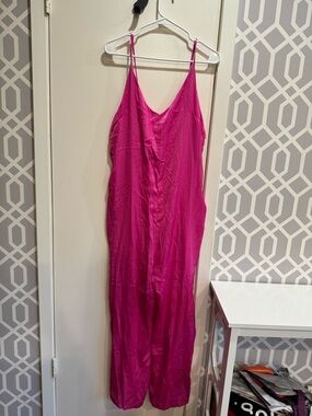 XL Bright Fuchsia Slip Jumpsuit